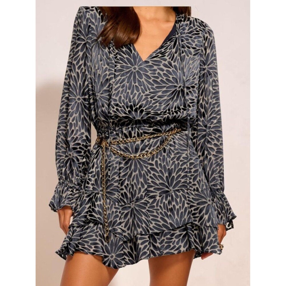 Ramy Brook Marianna Burnout V-Neck Mini Dress Silk Blend Sz M NWOT